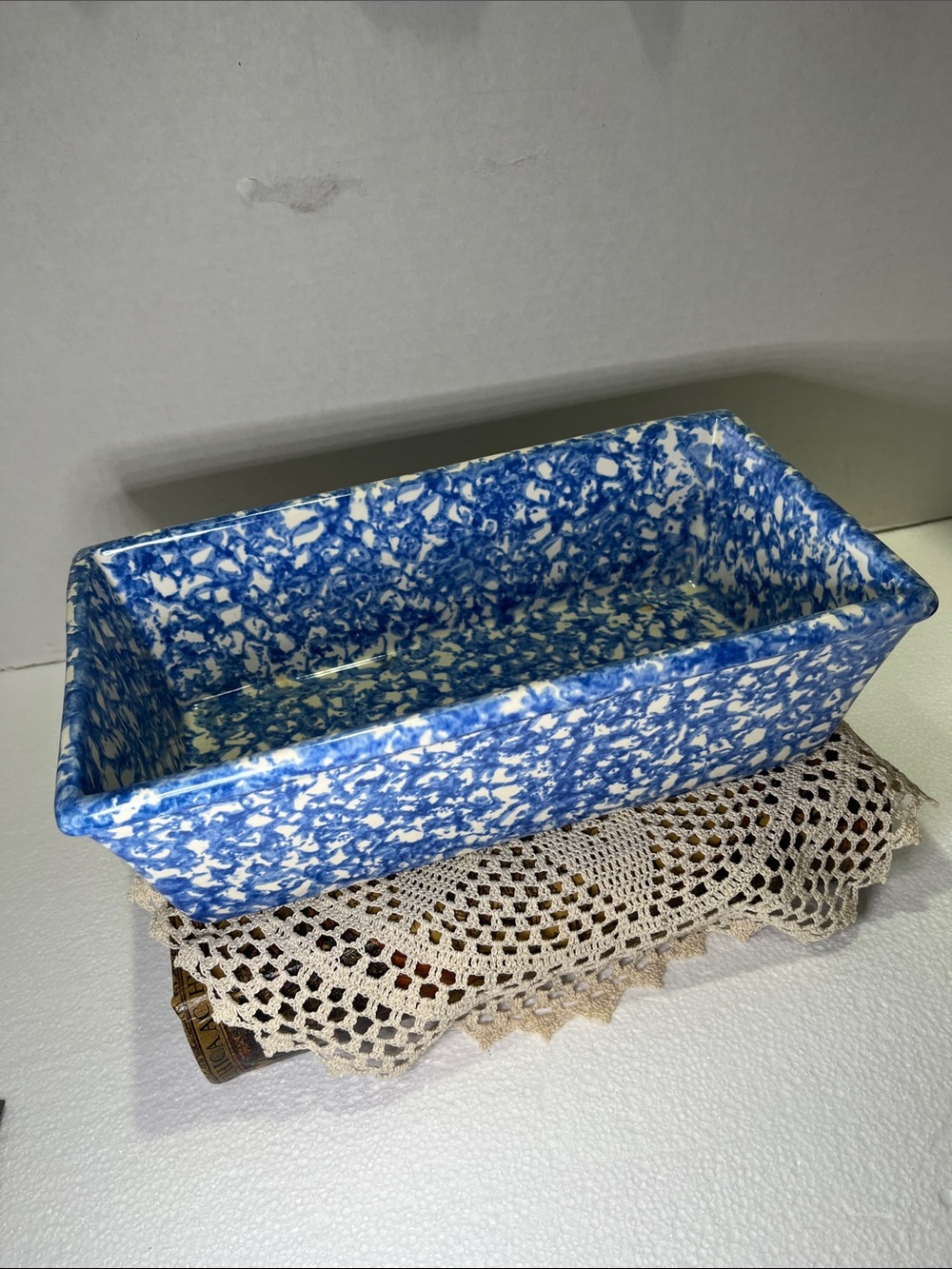 Vintage Stangl Town & Country Blue Spongeware Rectangular Dish
